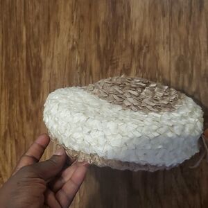 Paris RUBY ART Elegant Cream and Tan Women's Hat VINTAGE